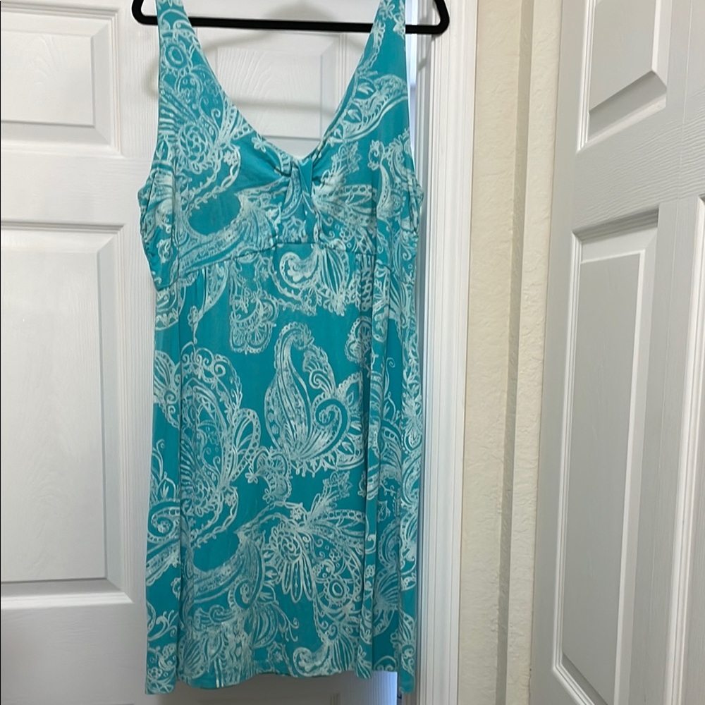 Fresh Produce Teal Dress with White Floral Design